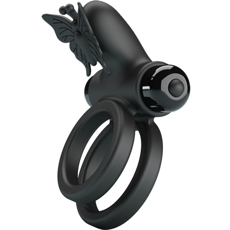 PRETTY LOVE -  ANELLO DOPPIO VIBRANTE CON STIMOLATORE NERO