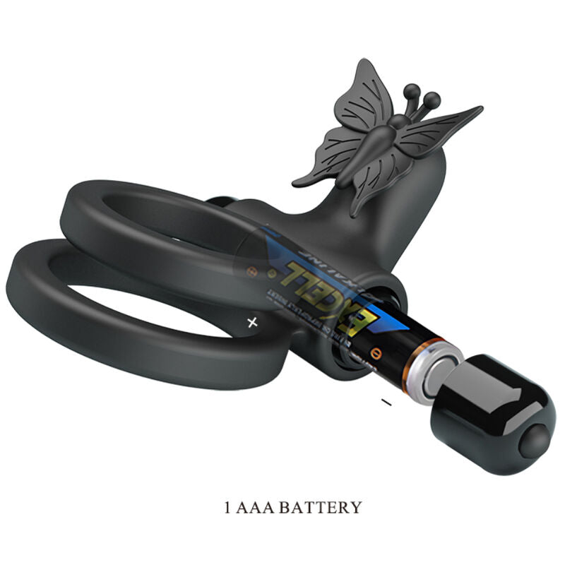 PRETTY LOVE - ANELLO PENE DOPPIO VIBRANTE CON STIMOLATORE NERO