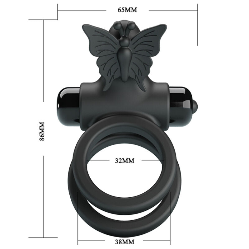 PRETTY LOVE - ANELLO PENE DOPPIO VIBRANTE CON STIMOLATORE NERO