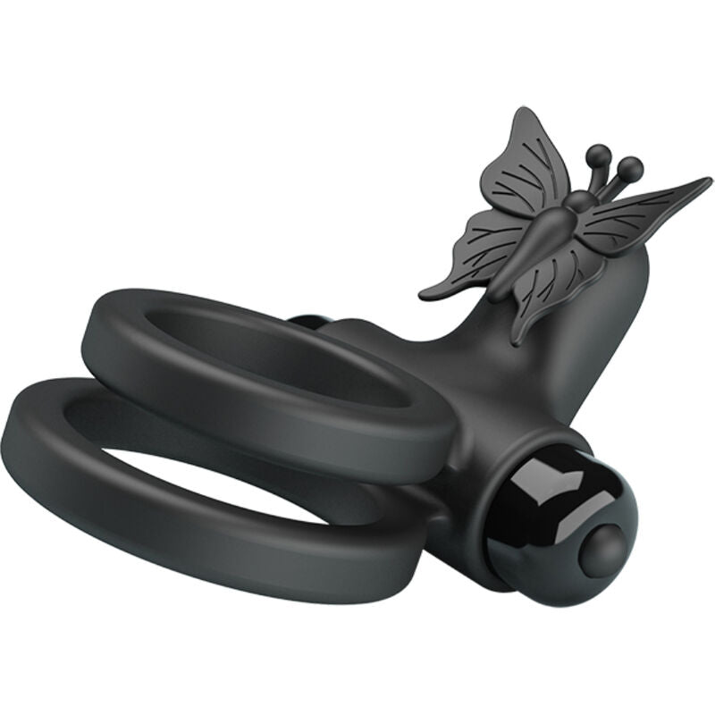 PRETTY LOVE - ANELLO PENE DOPPIO VIBRANTE CON STIMOLATORE NERO