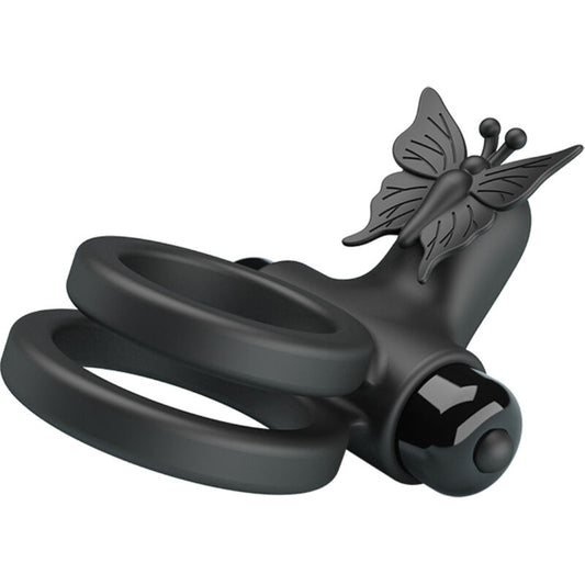 PRETTY LOVE -  ANELLO DOPPIO VIBRANTE CON STIMOLATORE NERO