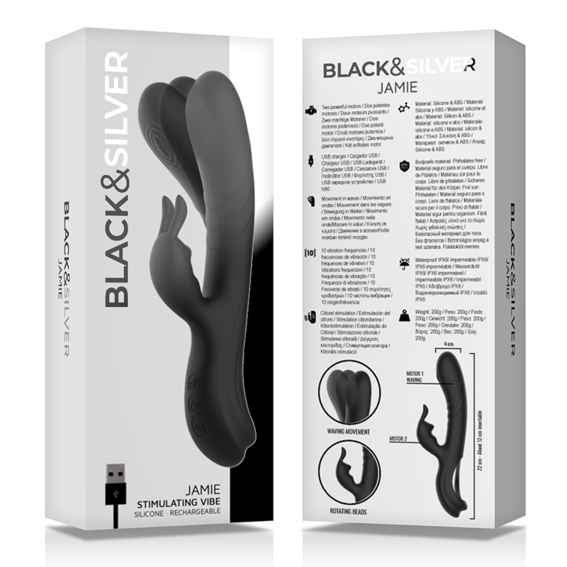 VIBRATORE DOPPIA STIMOLAZIONE, BRACCIO FLESSIBILE, RICARICABILE
