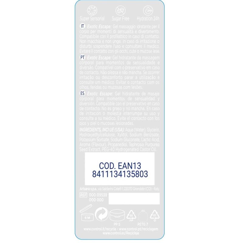 GEL MASSAGGIO STIMOLANTE, FORMULA ESOTICA, SENZA PARABENI