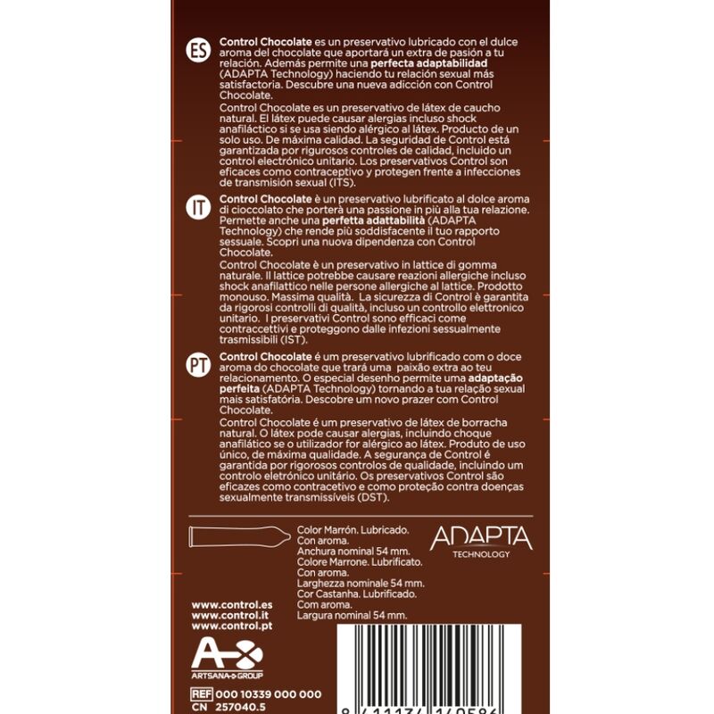 CONTROL CHOCOLATE-  PRESERVATIVI AL CIOCCOLATO 12 UNITÀ