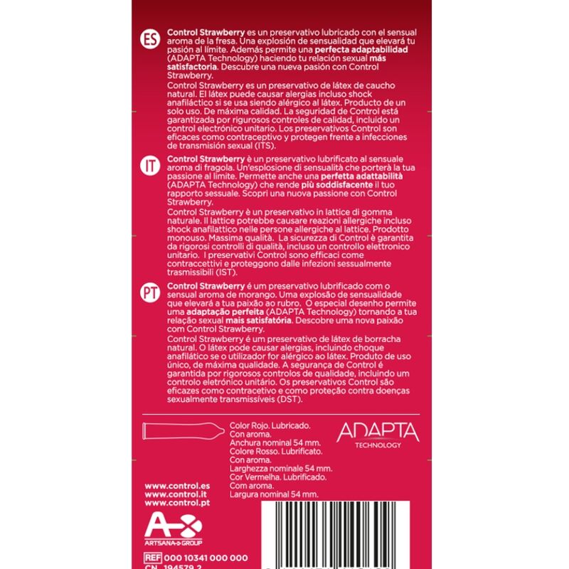 CONTROL STRAWBERRY- PRESERVATIVI ALLA FRAGOLA 12 UNITÀ