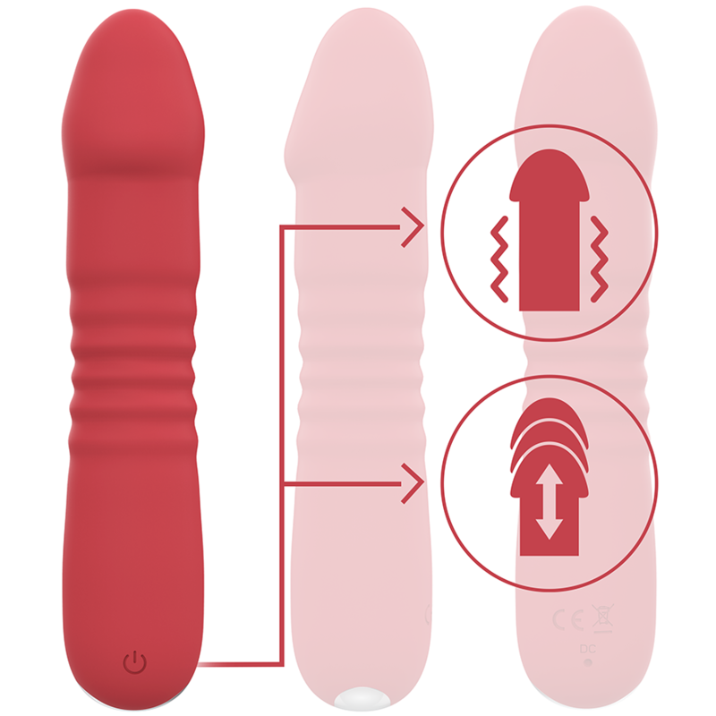 INTENSE - JUNI VIBRATORE CON SPINTA UP AND DOWN ROSSO