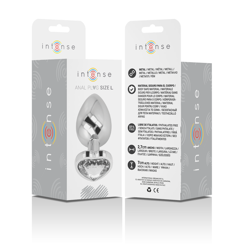 INTENSE - PLUG ANALE IN ALLUMINIO CUORE BIANCO TAGLIA L