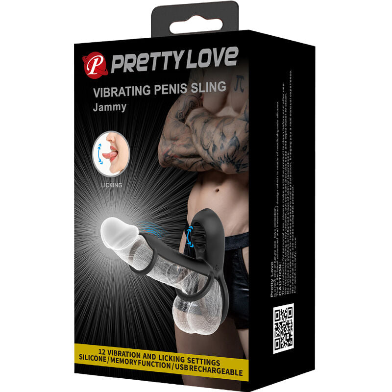 PRETTY LOVE - GUAINA PENE JAMMY CON TRIPLO ANELLO 12 FUNZIONI CON LINGUA RICARICABILE