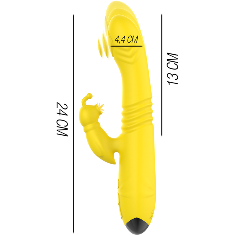 INTENSE - TOKY VIBRATORE MULTIFUNZIONE SPINTA SU E GIU' CON STIMOLATORE CLITORIDEO GIALLO