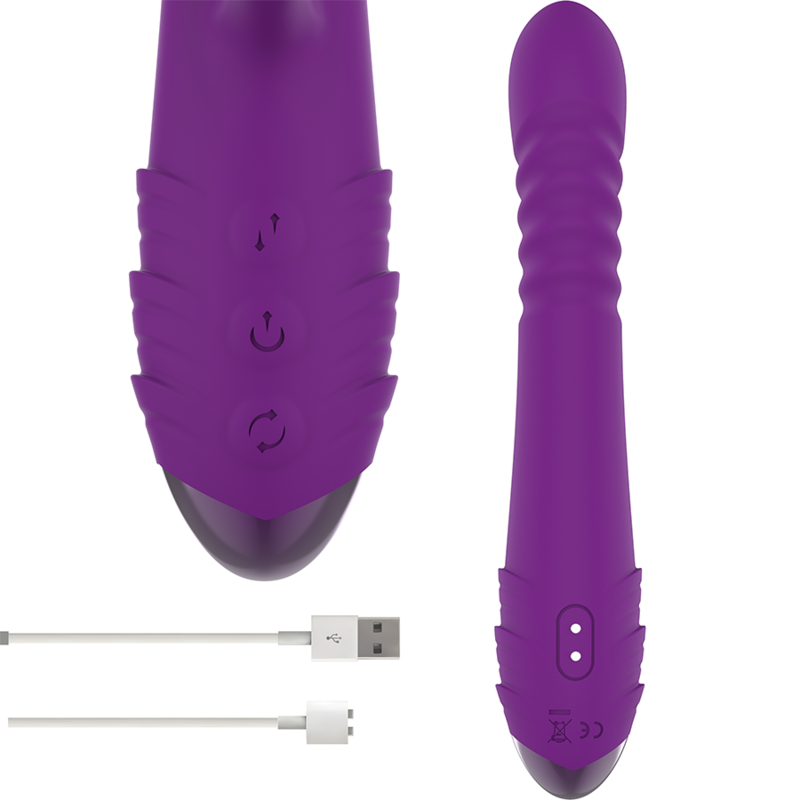 INTENSE - IGGY VIBRATORE MULTIFUNZIONE CON SPINTA SU E GIU' E STIMOLATORE CLITORIDE VIOLA
