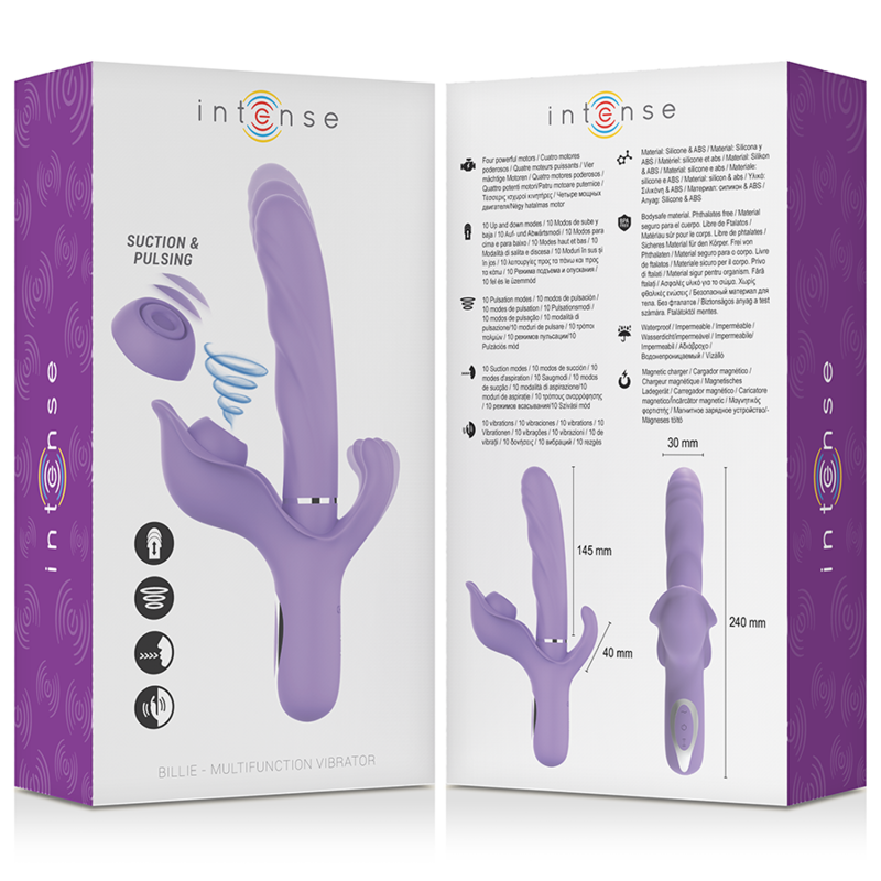 INTENSE - BILLIE VIBRATORE MULTIFUNZIONE ASPIRAZIONE E PULSAZIONE RICARICABILE VIOLA