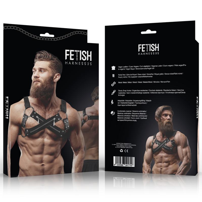 FETISH SUBMISSIVE ATTITUDE - BULLDOG HARNESS  IN NEOPRENE REGOLABILE CON CERNIERE PER UOMO