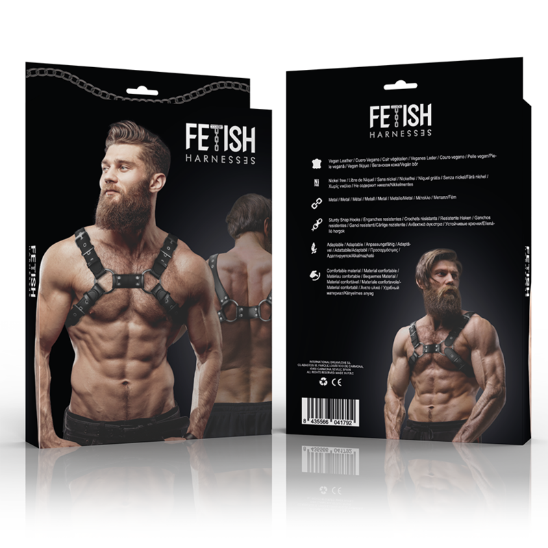 FETISH SUBMISSIVE ATTITUDE - BULLDOG HARNESS REGOLABILE IN ECOPELLE  DA UOMO