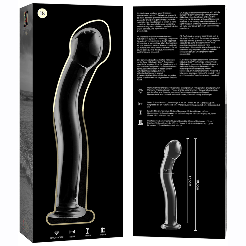 NEBULA SERIES BY IBIZA - DILDO MODELLO 18 IN VETRO BOROSILICATO TRASPARENTE 18.5 CM -O- 3.5 CM