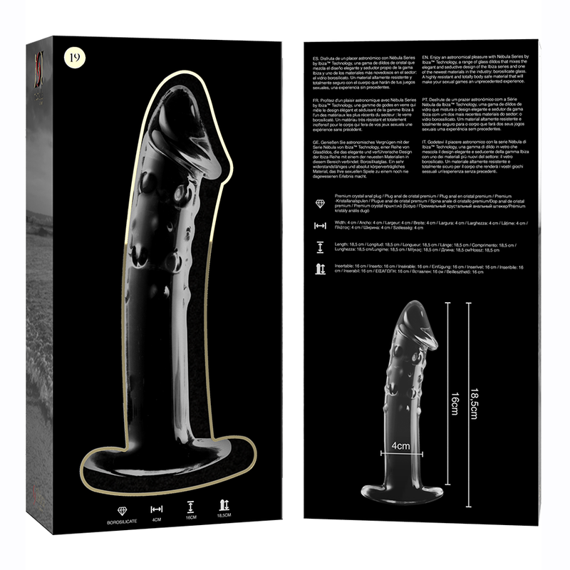 NEBULA SERIES BY IBIZA - DILDO MODELLO 19 IN VETRO BOROSILICATO TRASPARENTE 18.5 CM -O- 4 CM
