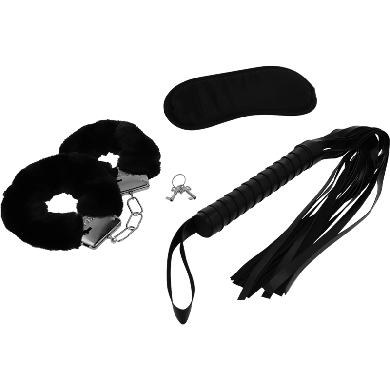INTENSE - SET DA GIOCO EROTICO FETISH 1 CON MANETTE, MASCHERINA E FLOGGER
