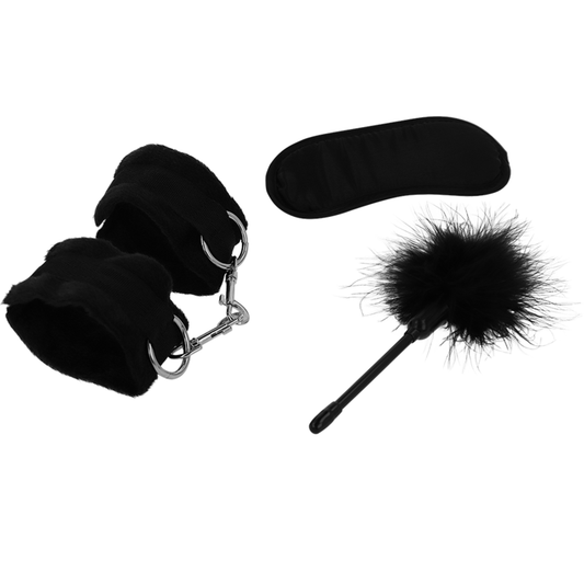 INTENSE - SET DA GIOCO EROTICO FETISH 2 CON MANETTE, MASCHERA CIECA E SOLLETICATORE
