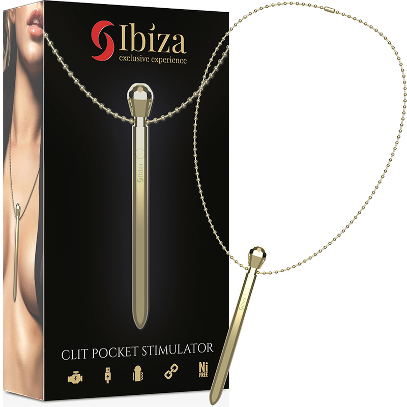 IBIZA - COLLANA STIMOLATORE CLITORIDEO 12 MODALITÀ DI VIBRAZIONE DORATO 12,2 X 1,5