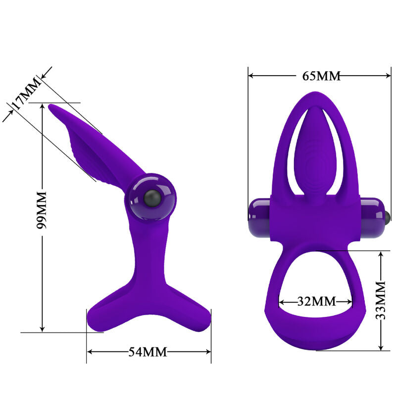 PRETTY LOVE - ANELLO PENE VIBRANTE 10 FUNZIONI IN SILICONE VIOLA