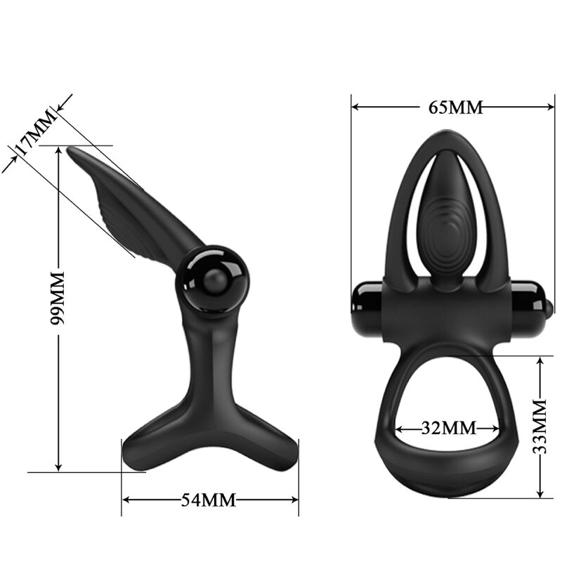 PRETTY LOVE - ANELLO PENE VIBRANTE 10 FUNZIONI SILICONE NERO