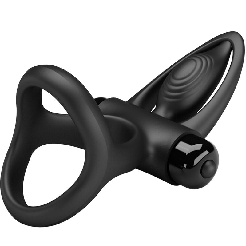 PRETTY LOVE - ANELLO PENE VIBRANTE 10 FUNZIONI SILICONE NERO