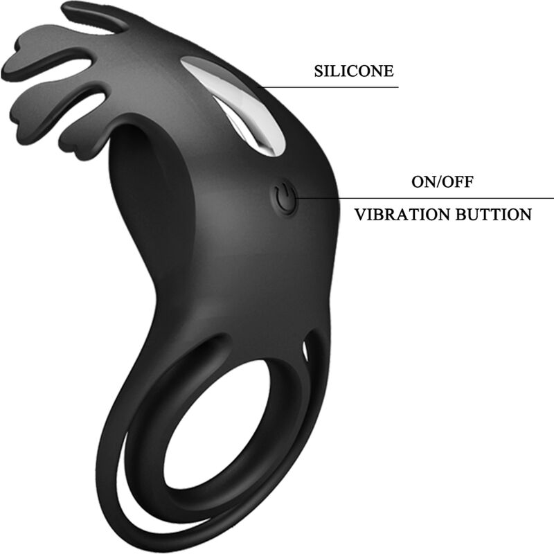 PRETTY LOVE - ANELLO PENE DOPPIO RUBEN VIBRANTE CON STIMOLATORE NERO