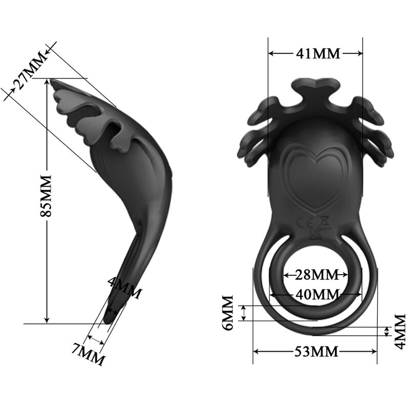 PRETTY LOVE - ANELLO PENE DOPPIO RUBEN VIBRANTE CON STIMOLATORE NERO