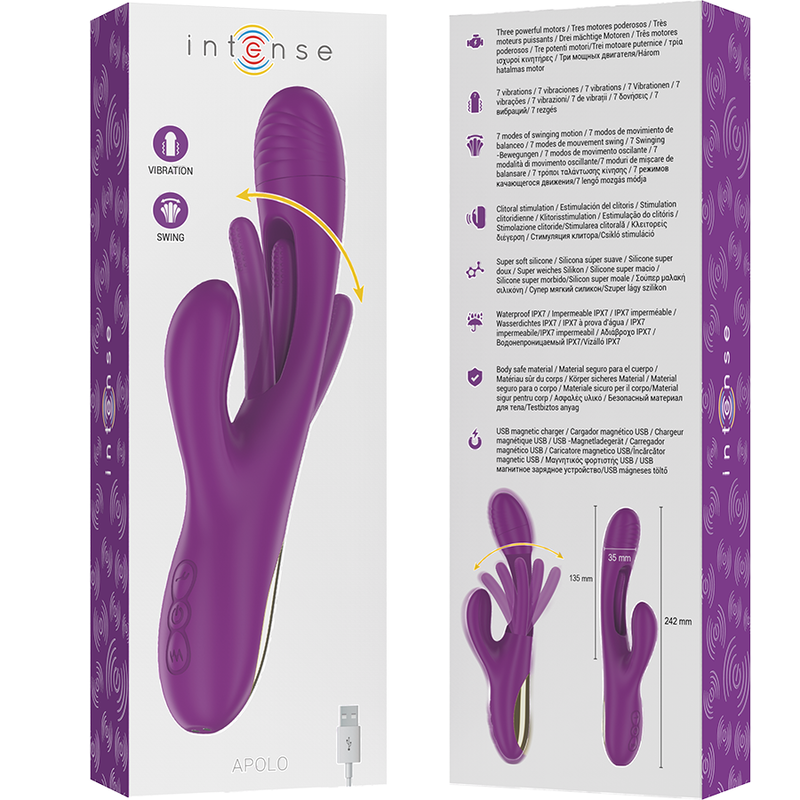 INTENSE - APOLO VIBRATORE MULTIFUNZIONE  CON MOVIMENTO OSCILLANTE RICARICABILE VIOLA