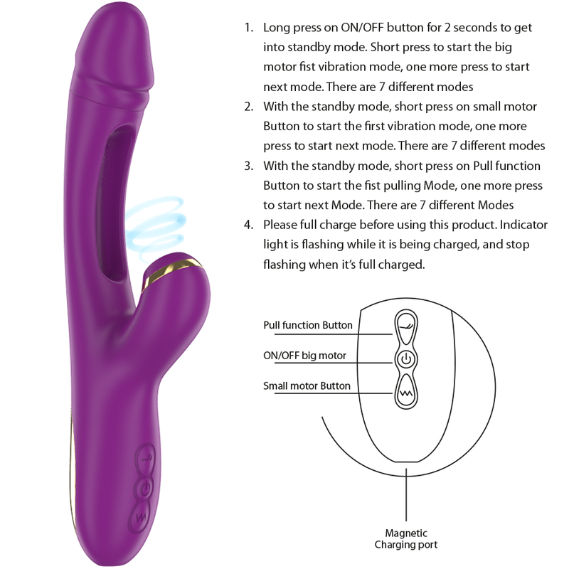 VIBRATORE MULTIFUNZIONE, 7 VIBRAZIONI E ASPIRAZIONE, LINGUA OSCILLANTE CON ORO