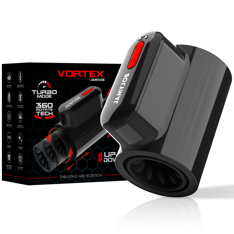 JAMYJOB - VORTEX MASTURBATORE  CON TECNOLOGIA A SPINTA  VORTICE E ROTAZIONE A 360° IN MODALITÀ TURBO