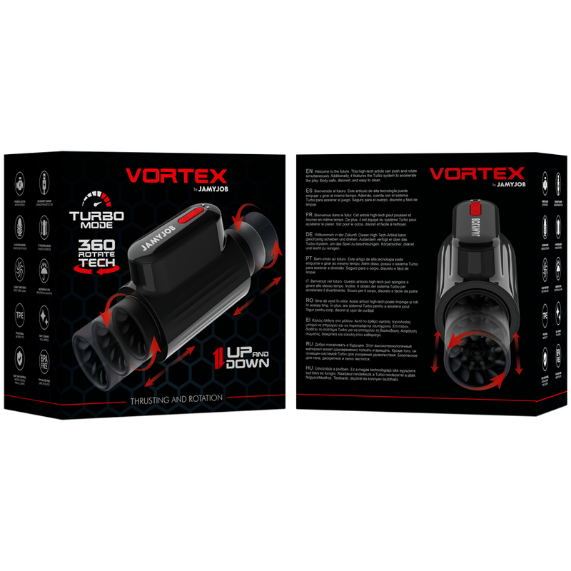 JAMYJOB - VORTEX MASTURBATORE  CON TECNOLOGIA A SPINTA  VORTICE E ROTAZIONE A 360° IN MODALITÀ TURBO
