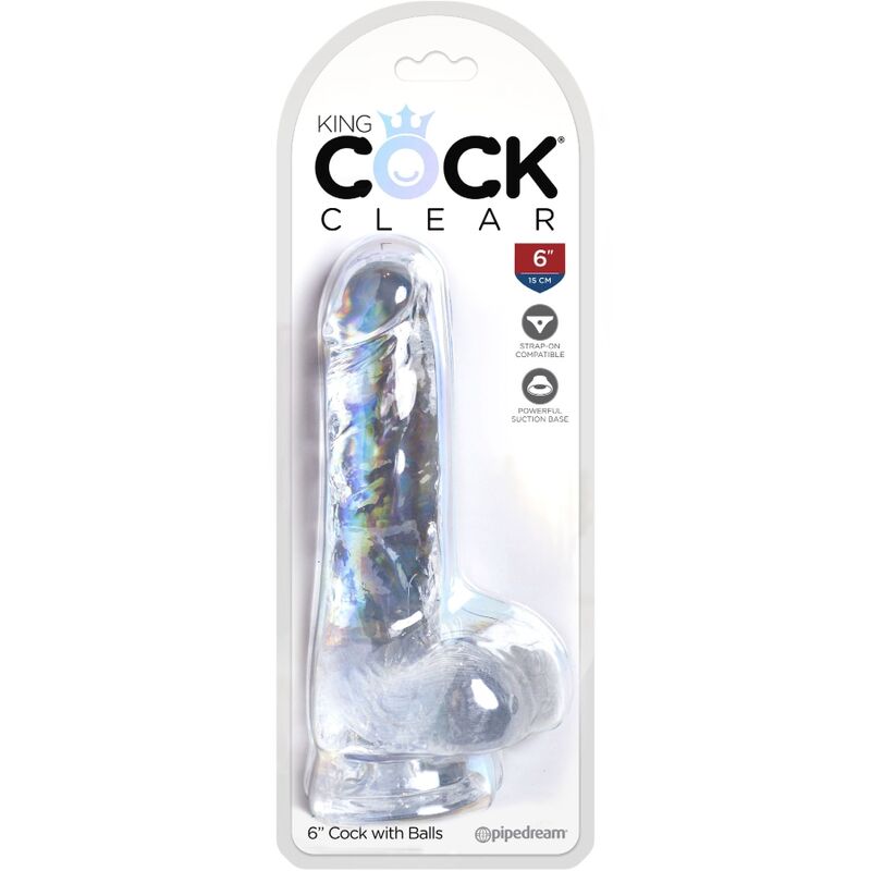 KING COCK - CLEAR DILDO REALISTICO CON TESTICOLI 13.5 CM TRASPARENTE