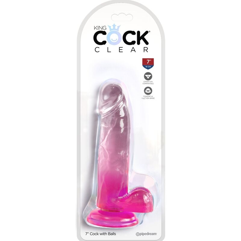 KING COCK - CLEAR DILDO REALISTICO CON TESTICOLI 15.2 CM ROSA