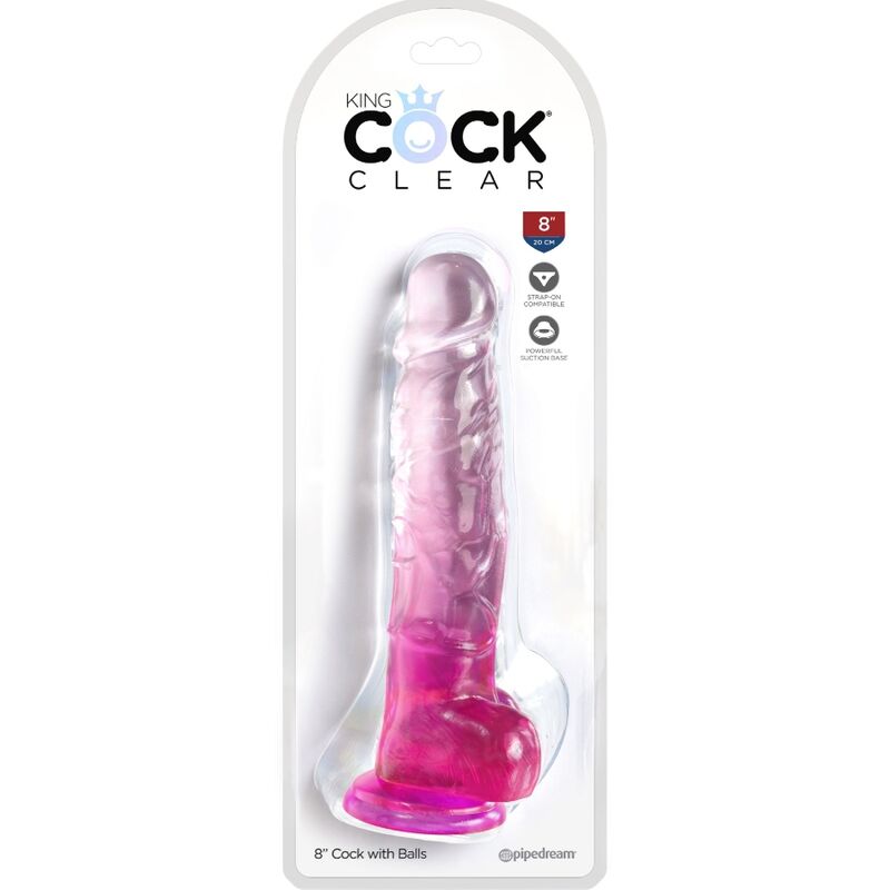 KING COCK - CLEAR DILDO REALISTICO CON TESTICOLI 16.5 CM ROSA