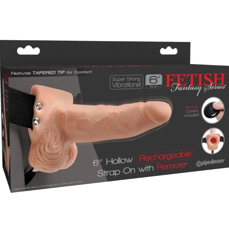 FETISH FANTASY SERIES - HARNESS REGOLABILE CON PENE REALISTICO E TESTICOLI VIBRANTE CON TELECOMANDO 15 CM
