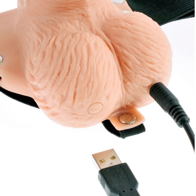 FETISH FANTASY SERIES - HARNESS REGOLABILE CON PENE REALISTICO E TESTICOLI VIBRANTE CON TELECOMANDO 15 CM