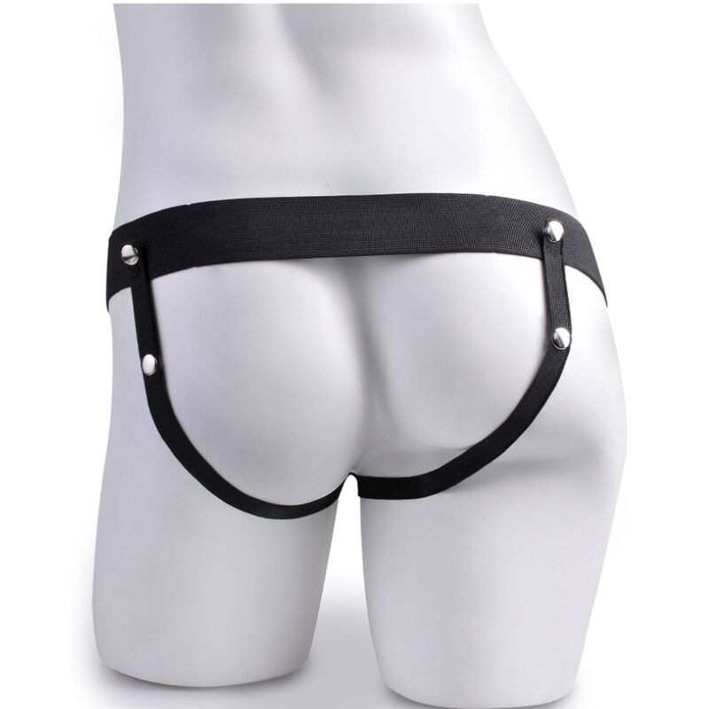 FETISH FANTASY SERIES - HARNESS REGOLABILE CON PENE REALISTICO E TESTICOLI VIBRANTE CON TELECOMANDO 15 CM
