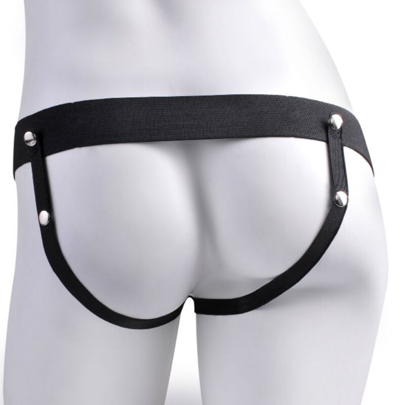 FETISH FANTASY SERIES - HARNESS REGOLABILE VIBRANTE CON DILDO  CAVO E TESTICOLI 17,8 CM