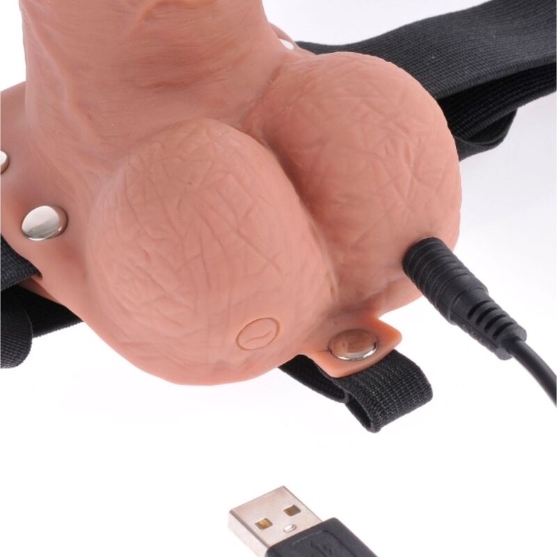 FETISH FANTASY SERIES - HARNESS REGOLABILE VIBRANTE CON DILDO  CAVO E TESTICOLI 17,8 CM