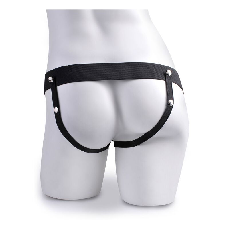 FETISH FANTASY SERIES - HARNESS REGOLABILE CON DILDO SQUIRTING E TESTICOLI 19 CM