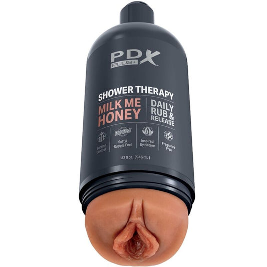 PDX PLUS - SHOWER THERAPY MASTURBATORE  CON DESIGN FLACONE  DI SHAMPOO MILK ME HONEY