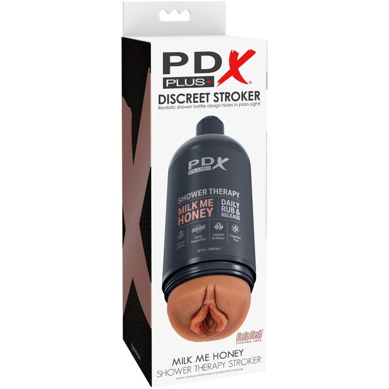PDX PLUS - SHOWER THERAPY MASTURBATORE  CON DESIGN FLACONE  DI SHAMPOO MILK ME HONEY