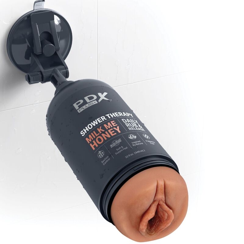 PDX PLUS - SHOWER THERAPY MASTURBATORE  CON DESIGN FLACONE  DI SHAMPOO MILK ME HONEY