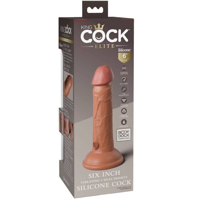 KING COCK - ELITE DILDO REALISTICO VIBRANTE IN SILICONE 15.2 CM CARAMEL