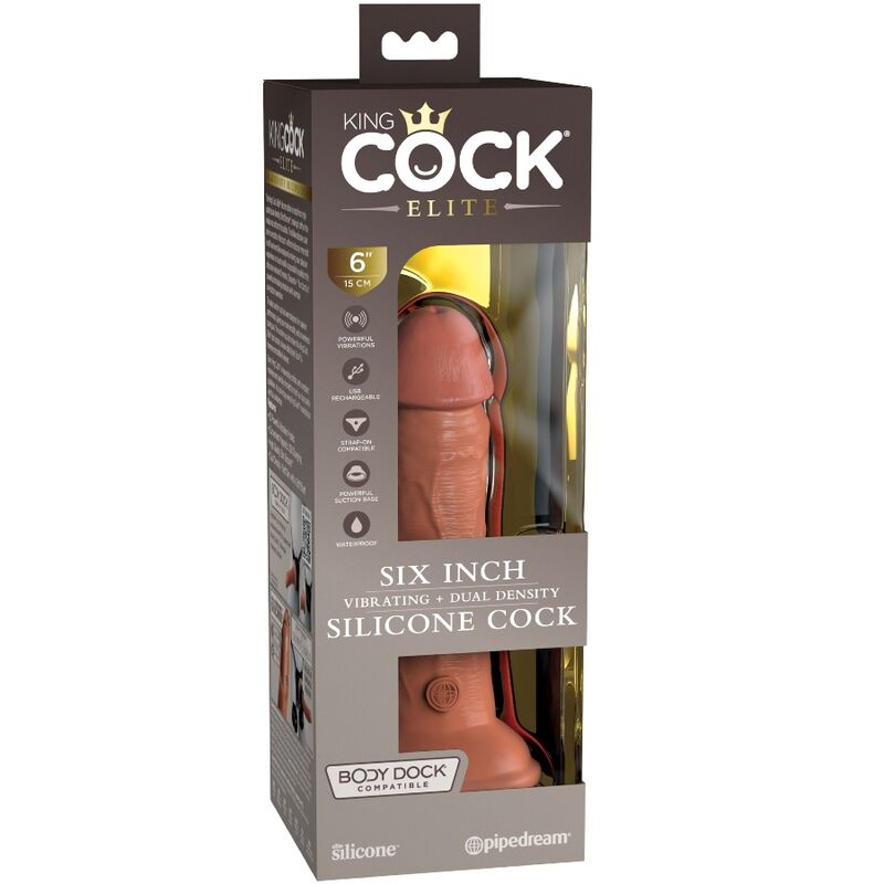 KING COCK - ELITE DILDO REALISTICO VIBRANTE IN SILICONE 15.2 CM CARAMEL