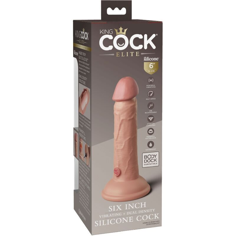 KING COCK - ELITE DILDO REALISTICO VIBRANTE IN SILICONE 15.2 CM