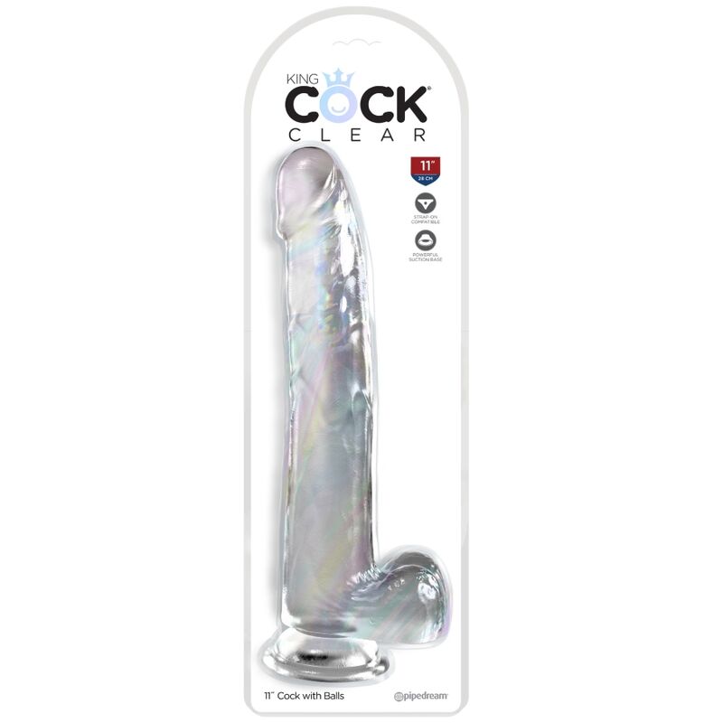 KING COCK - CLEAR DILDO REALISTICO CON TESTICOLI 24.8 CM TRASPARENTE
