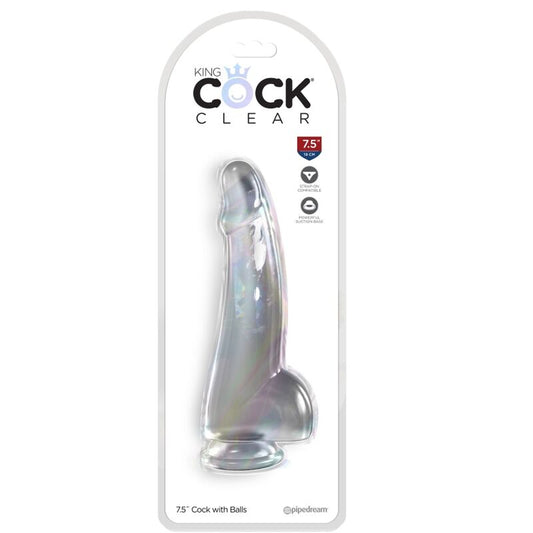KING COCK - CLEAR DILDO REALISTICO CON TESTICOLI 15.2 CM TRASPARENTE