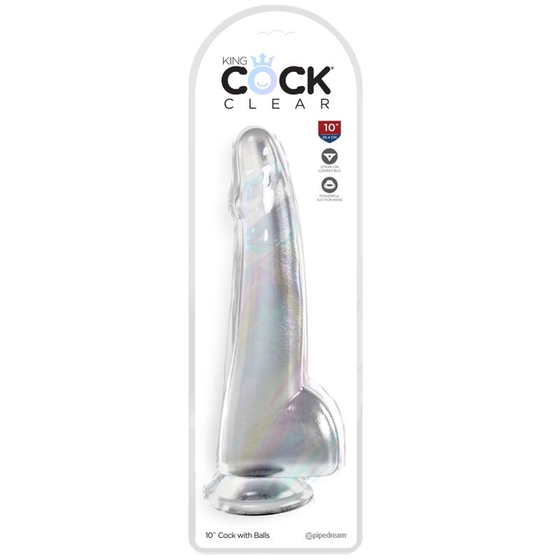 KING COCK - CLEAR DILDO REALISTICO CON TESTICOLI 19 CM TRASPARENTE