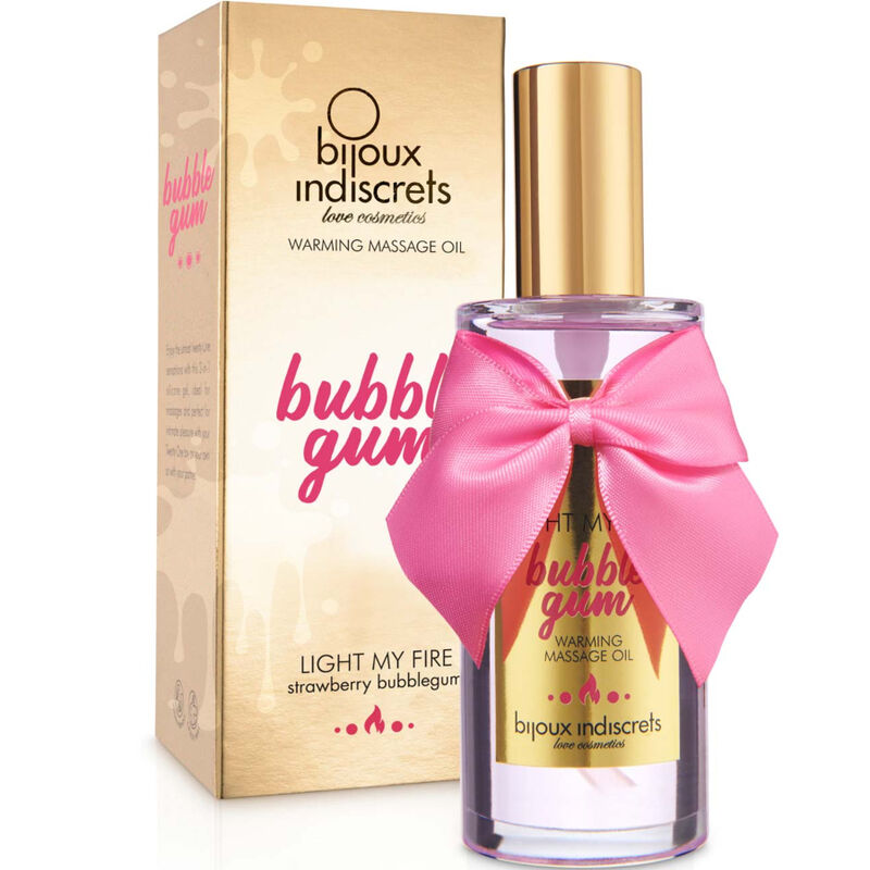 BIJOUX - INDISCRETS LIGHT MY FIRE OLIO DA MASSAGGIO AROMA BUBBLEGUM EFFETTO CALORE 
